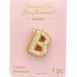 Charmed Bar Crystal-Studded Gold Letter Charm by Bead Landing™