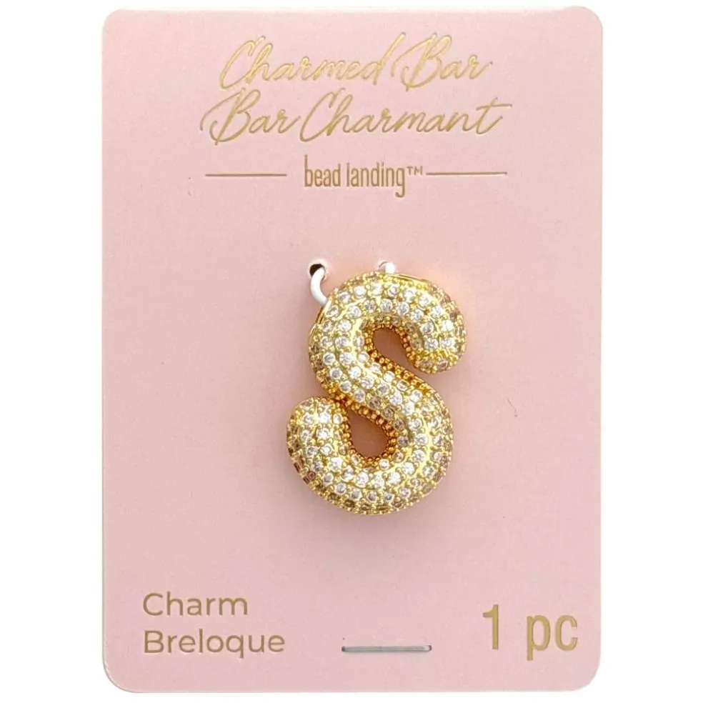 Charmed Bar Crystal-Studded Gold Letter Charm by Bead Landing™