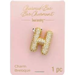 Charmed Bar Crystal-Studded Gold Letter Charm by Bead Landing™