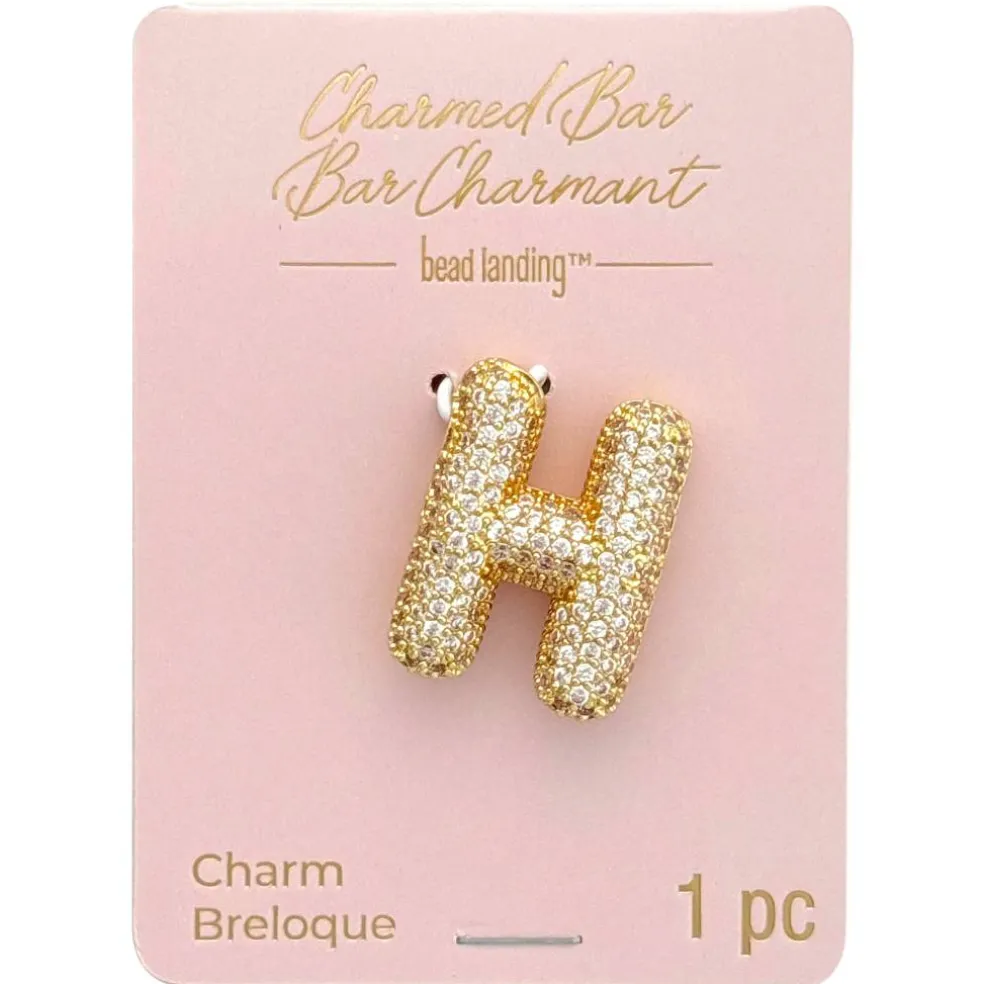 Charmed Bar Crystal-Studded Gold Letter Charm by Bead Landing™