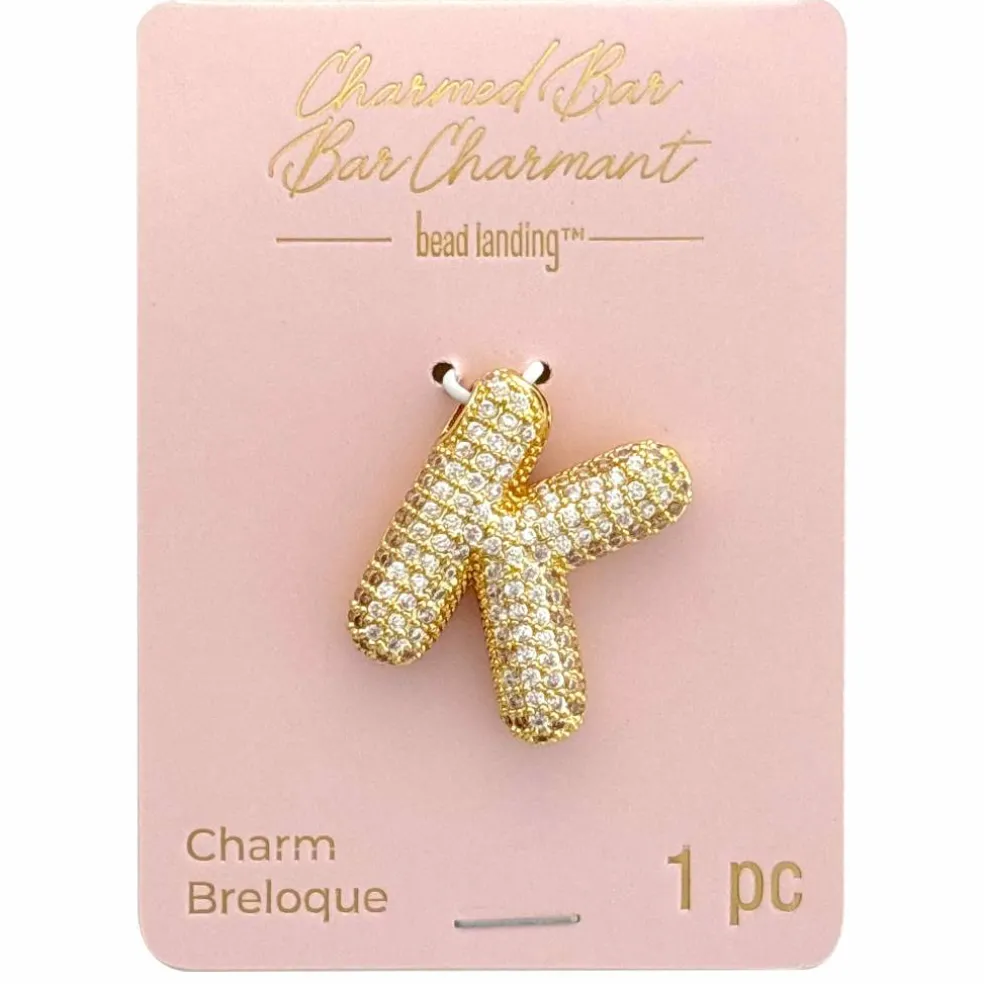 Charmed Bar Crystal-Studded Gold Letter Charm by Bead Landing™