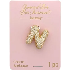 Charmed Bar Crystal-Studded Gold Letter Charm by Bead Landing™
