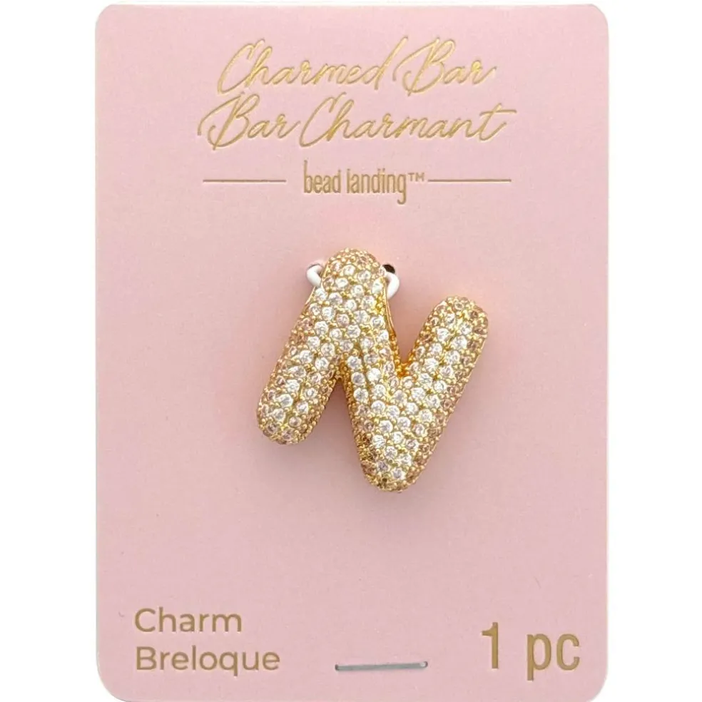 Charmed Bar Crystal-Studded Gold Letter Charm by Bead Landing™