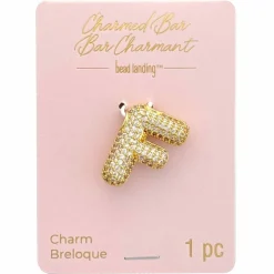 Charmed Bar Crystal-Studded Gold Letter Charm by Bead Landing™