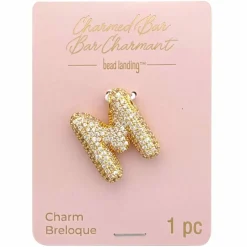 Charmed Bar Crystal-Studded Gold Letter Charm by Bead Landing™