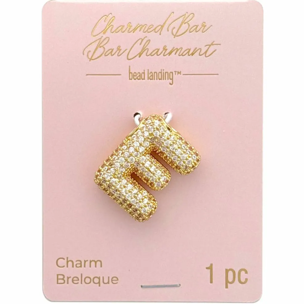 Charmed Bar Crystal-Studded Gold Letter Charm by Bead Landing™