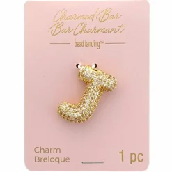 Charmed Bar Crystal-Studded Gold Letter Charm by Bead Landing™