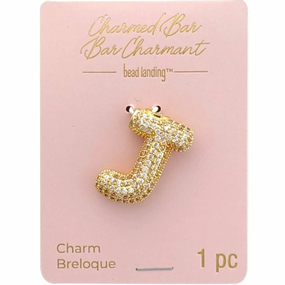 Charmed Bar Crystal-Studded Gold Letter Charm by Bead Landing™
