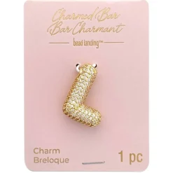 Charmed Bar Crystal-Studded Gold Letter Charm by Bead Landing™