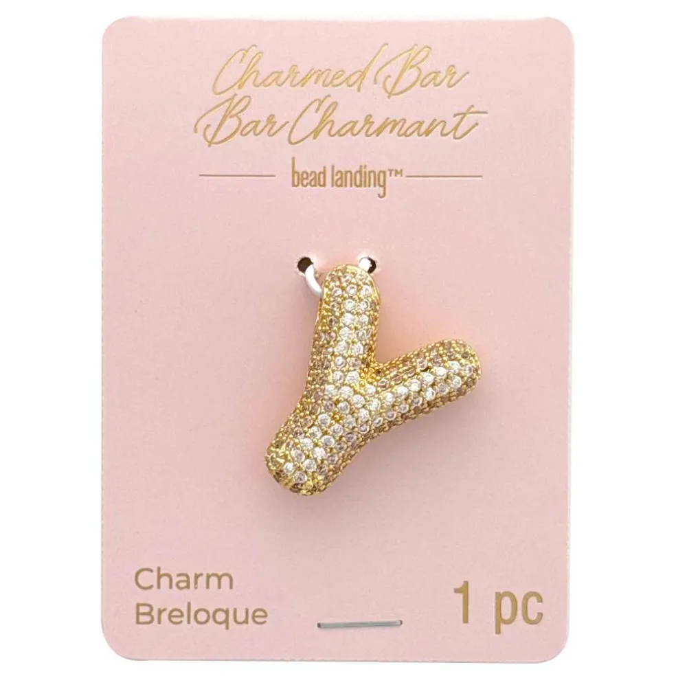 Charmed Bar Crystal-Studded Gold Letter Charm by Bead Landing™