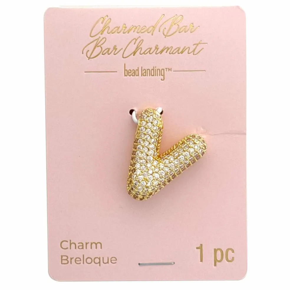 Charmed Bar Crystal-Studded Gold Letter Charm by Bead Landing™