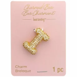 Charmed Bar Crystal-Studded Gold Letter Charm by Bead Landing™