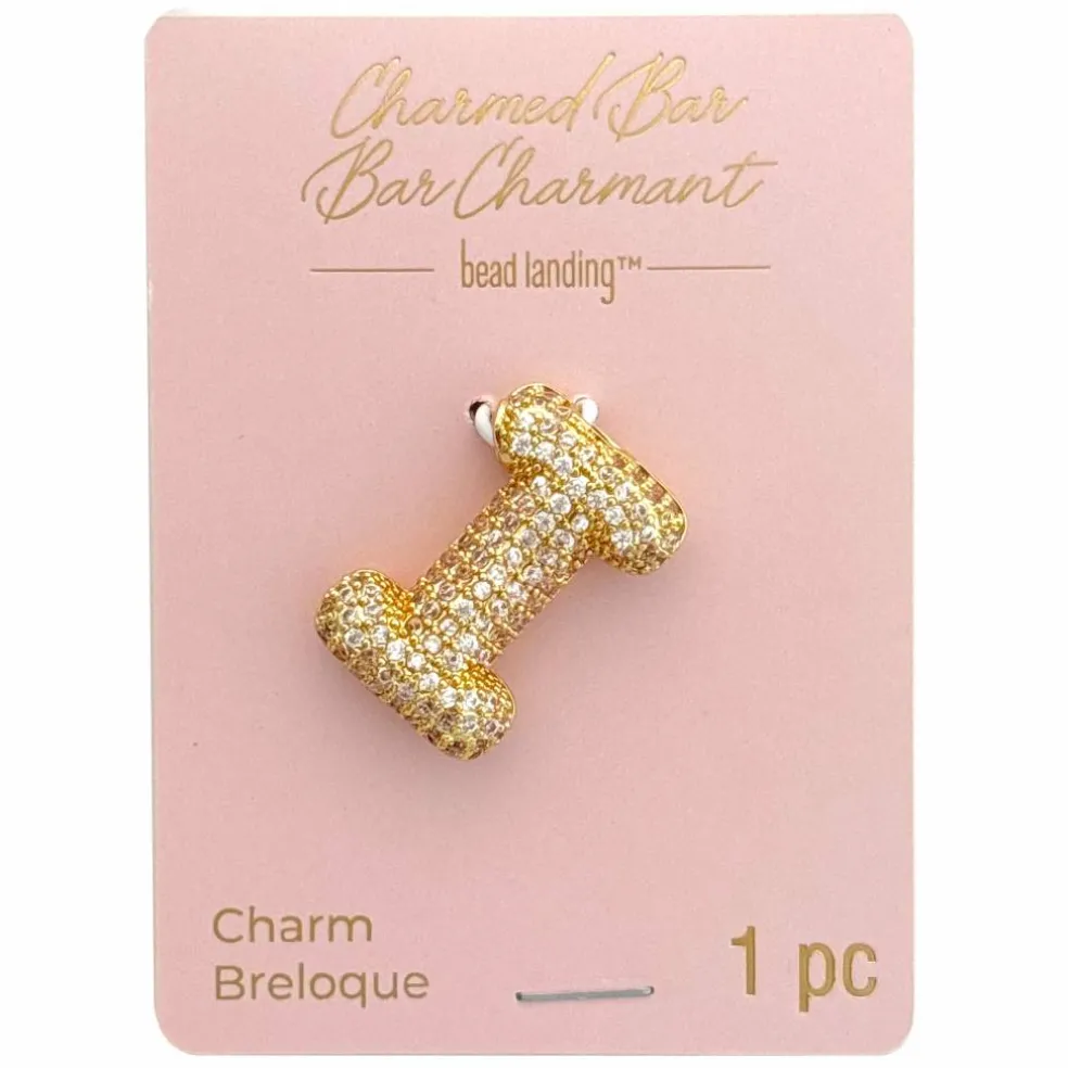 Charmed Bar Crystal-Studded Gold Letter Charm by Bead Landing™
