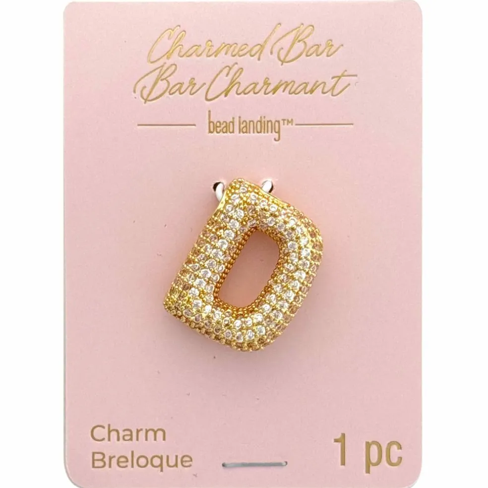 Charmed Bar Crystal-Studded Gold Letter Charm by Bead Landing™