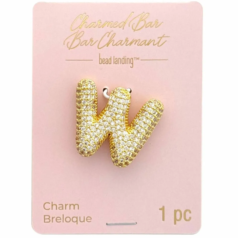 Charmed Bar Crystal-Studded Gold Letter Charm by Bead Landing™