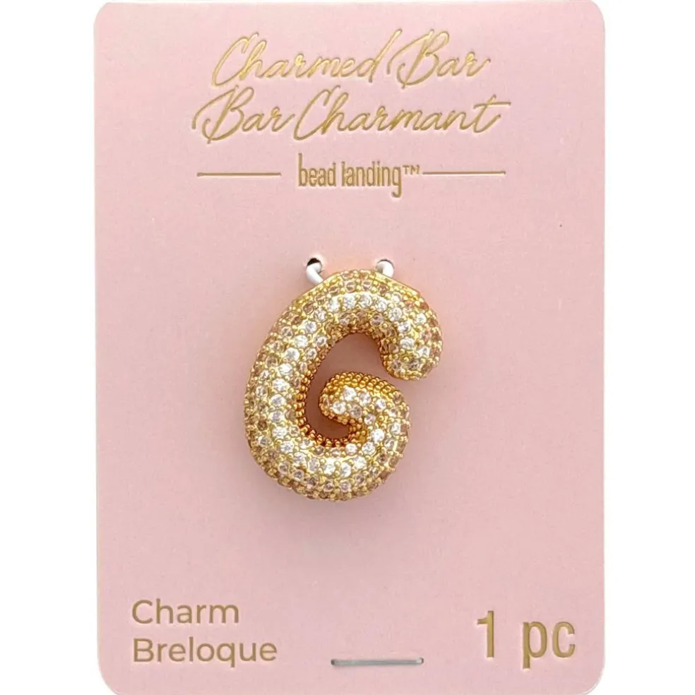Charmed Bar Crystal-Studded Gold Letter Charm by Bead Landing™