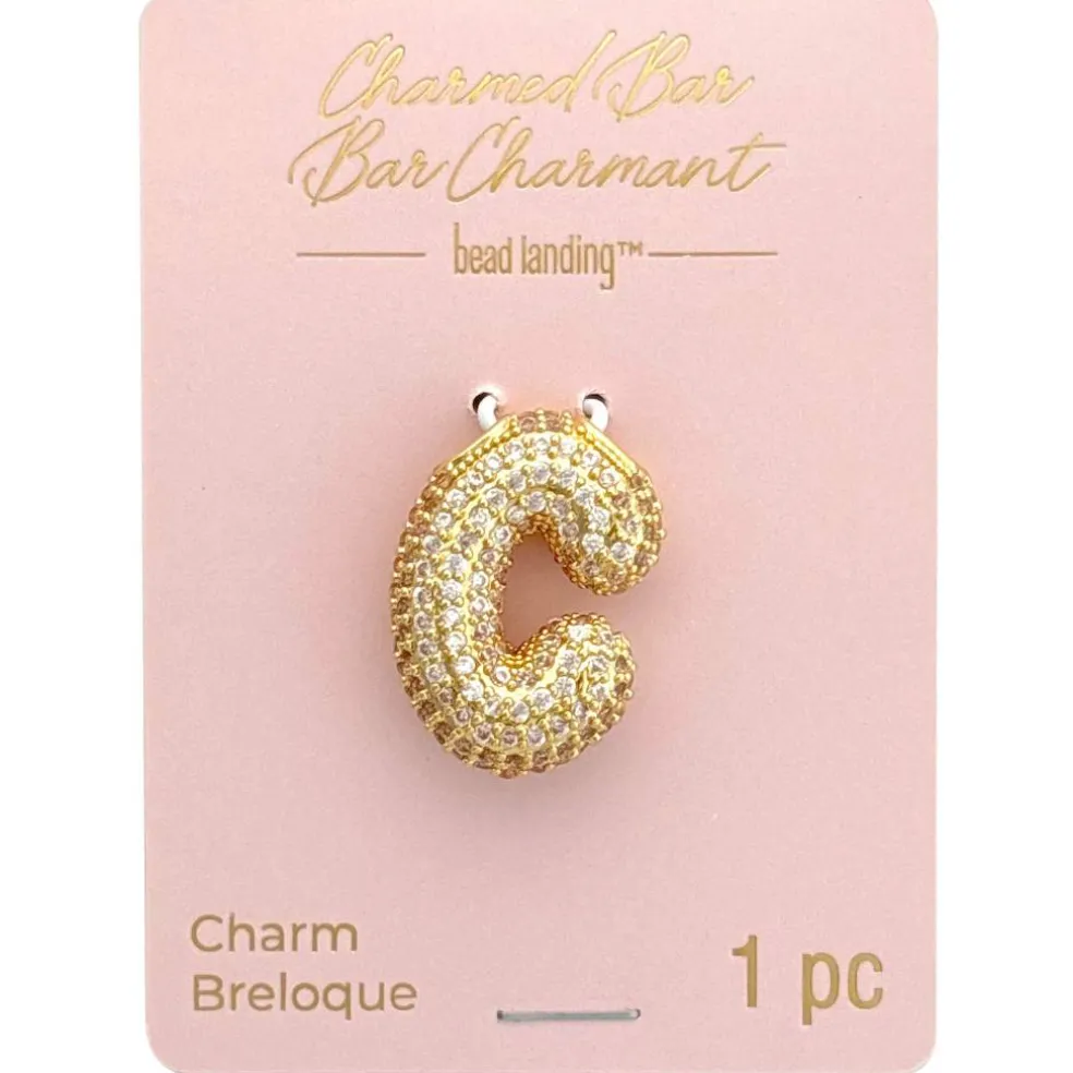 Charmed Bar Crystal-Studded Gold Letter Charm by Bead Landing™