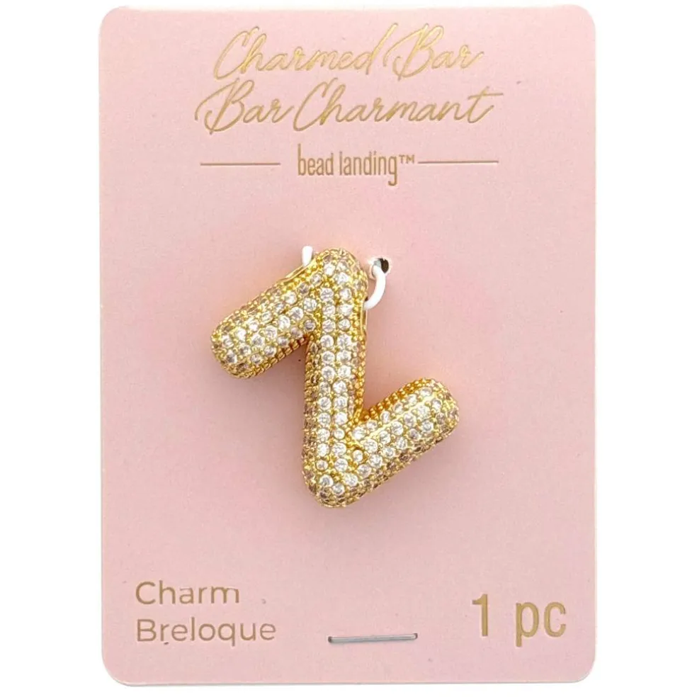 Charmed Bar Crystal-Studded Gold Letter Charm by Bead Landing™