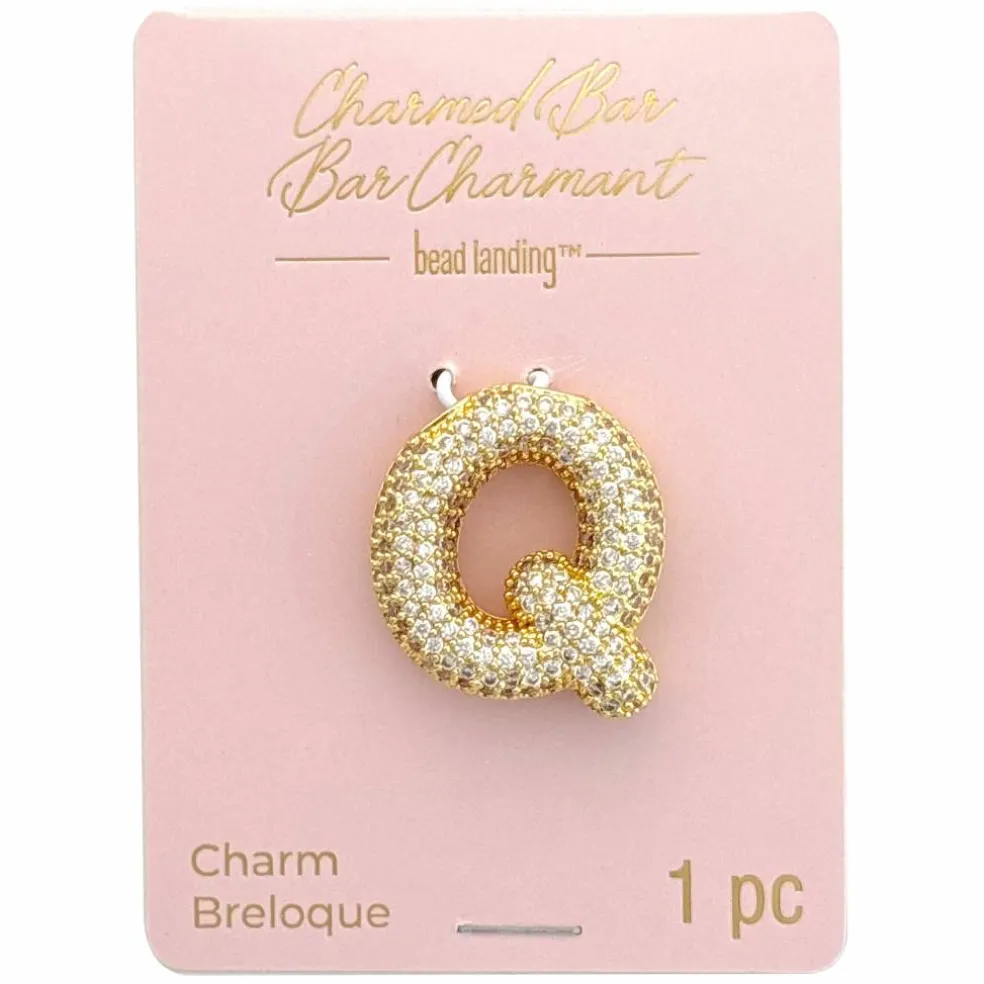 Charmed Bar Crystal-Studded Gold Letter Charm by Bead Landing™