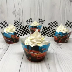 Checkered Racing Flag Toothpick Cupcakes Toppers Double Sides Print 100pcs