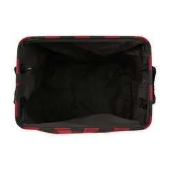 Check Storage Collection Collapsible Bin with Handles, Large Rectangle, 17.5x12x15, Red & Black