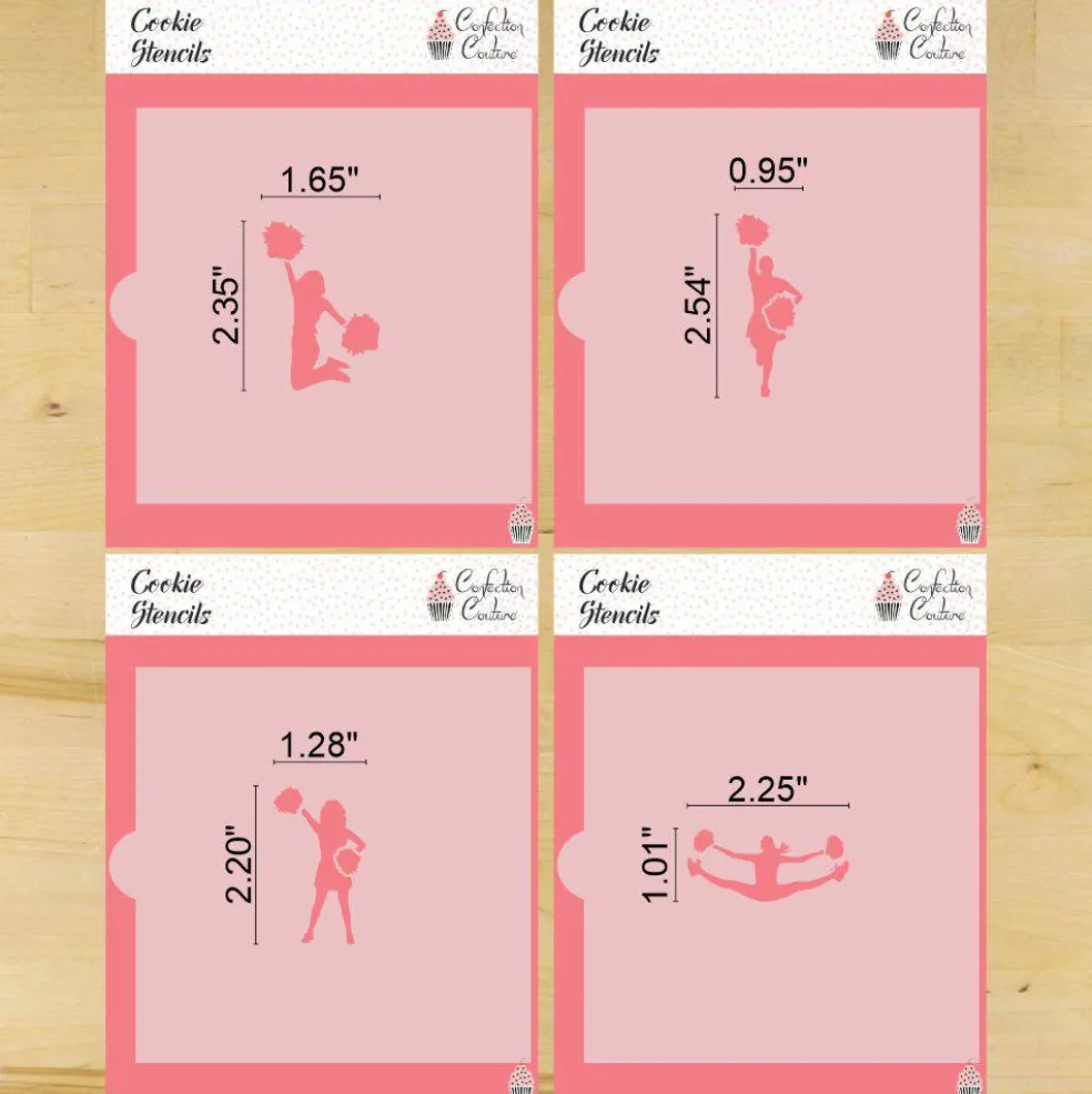 Cheerleading Cookie Stencils | Cheerleader Silhouette Stencil | Confection Couture |