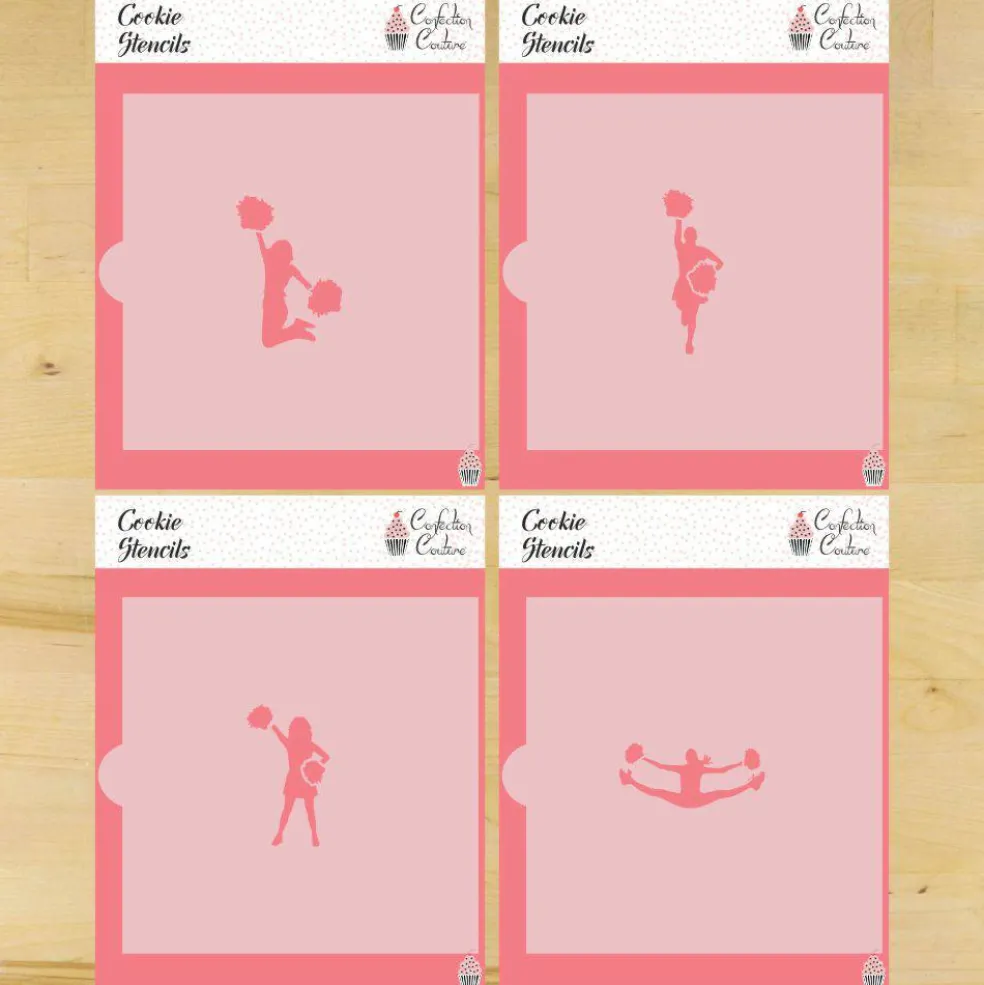 Cheerleading Cookie Stencils | Cheerleader Silhouette Stencil | Confection Couture |
