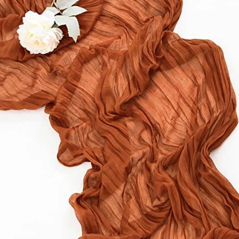 Cheesecloth Table Runner 10ft Gauze Boho Rustic Terracotta Cheese Cloth Table Runner for Wedding Bridal Shower Fall Thanksgiving Christmas Decoration