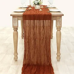 Cheesecloth Table Runner 10ft Gauze Boho Rustic Terracotta Cheese Cloth Table Runner for Wedding Bridal Shower Fall Thanksgiving Christmas Decoration