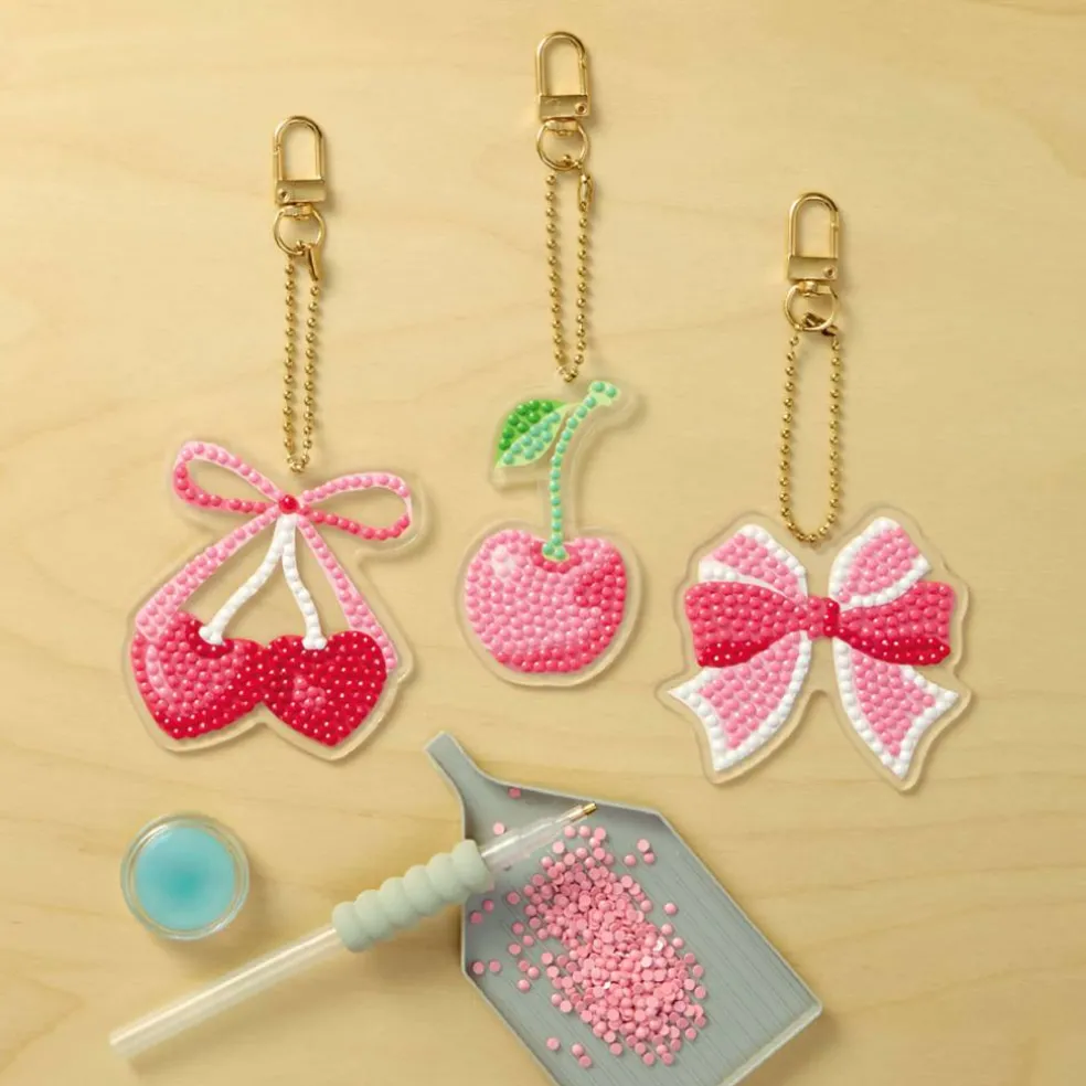 Cherries & Bows Diamond Art Keychain Kit by Make Market®