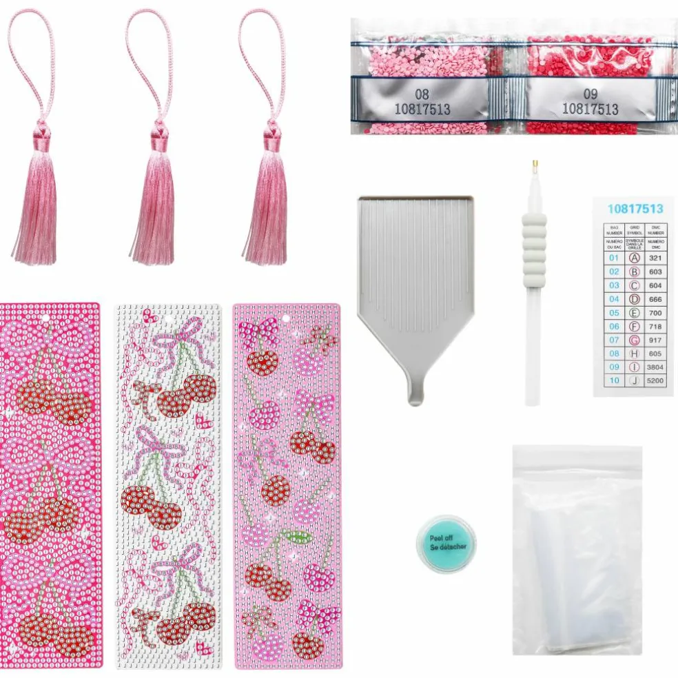 Cherries 3-Piece Diamond Art Bookmark Kit by Make Market®