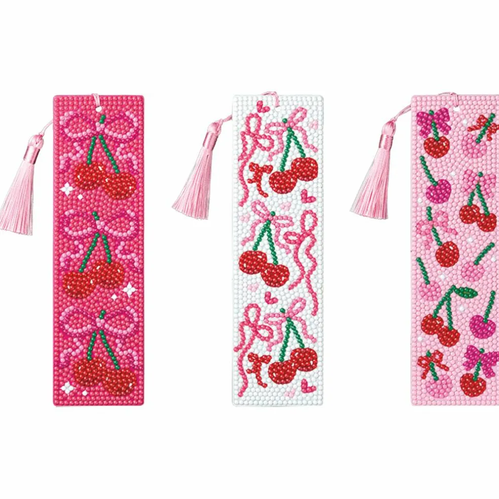 Cherries 3-Piece Diamond Art Bookmark Kit by Make Market®