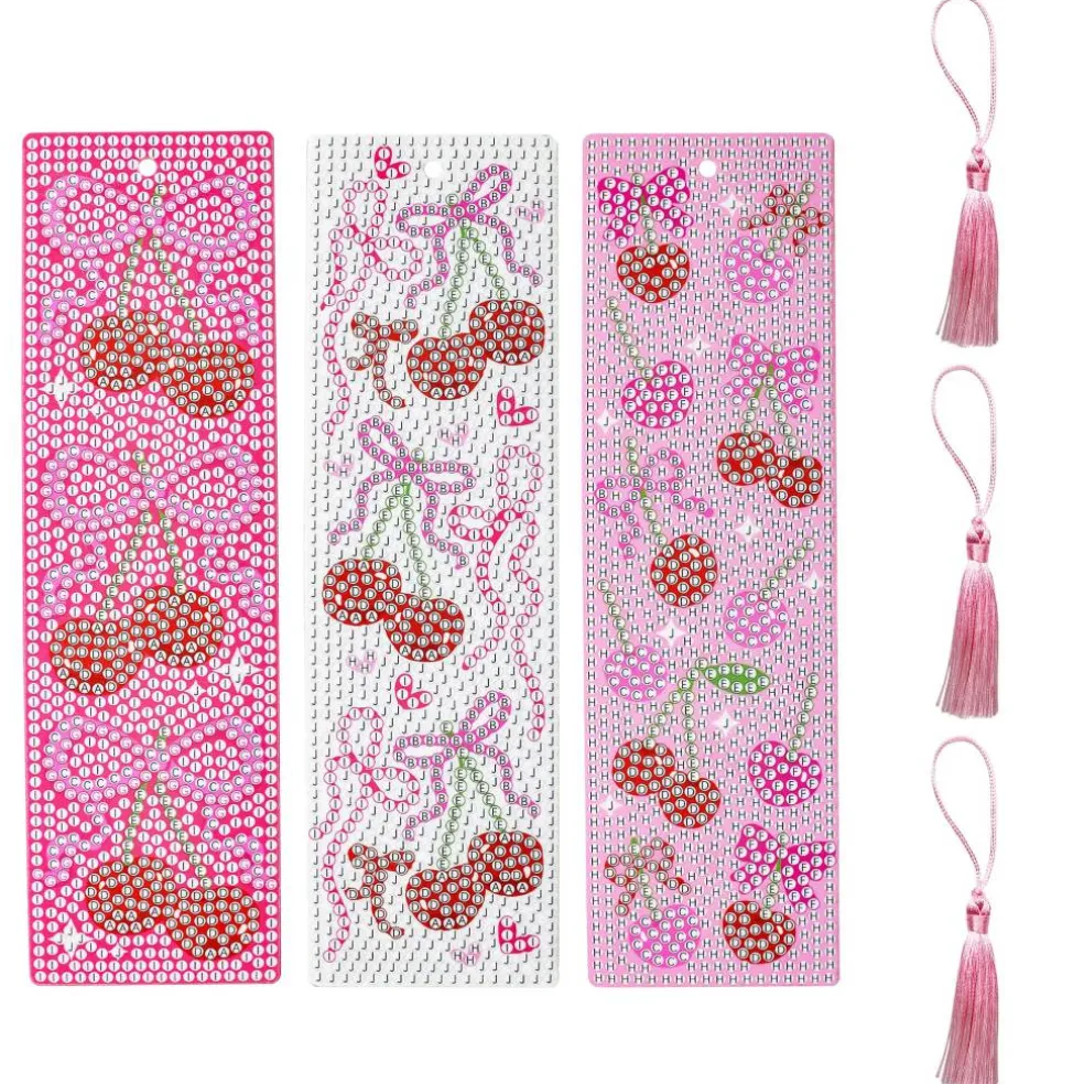 Cherries 3-Piece Diamond Art Bookmark Kit by Make Market®