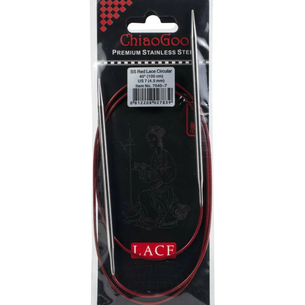 ChiaoGoo Red Lace 40" Stainless Circular Knitting Needles - Sizes US 0/2mm to 17 / 12.75mm
