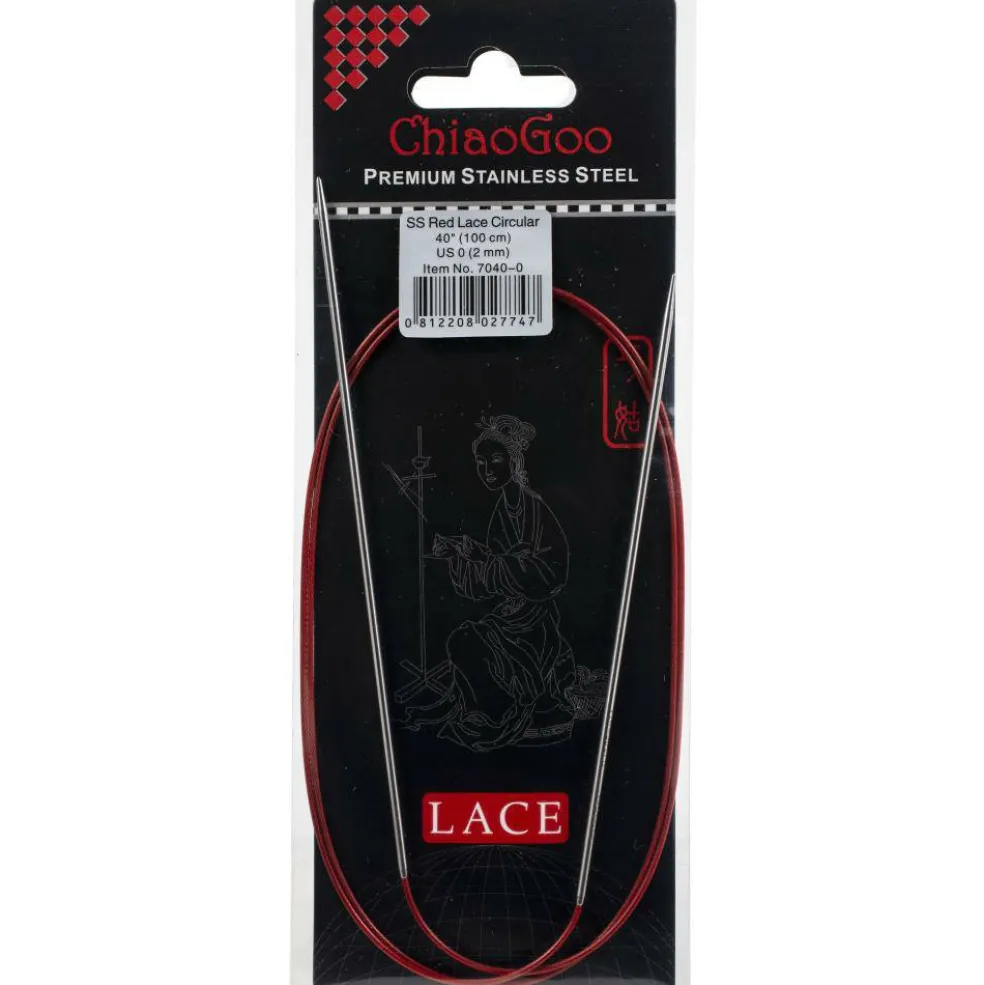 ChiaoGoo Red Lace 40" Stainless Circular Knitting Needles - Sizes US 0/2mm to 17 / 12.75mm