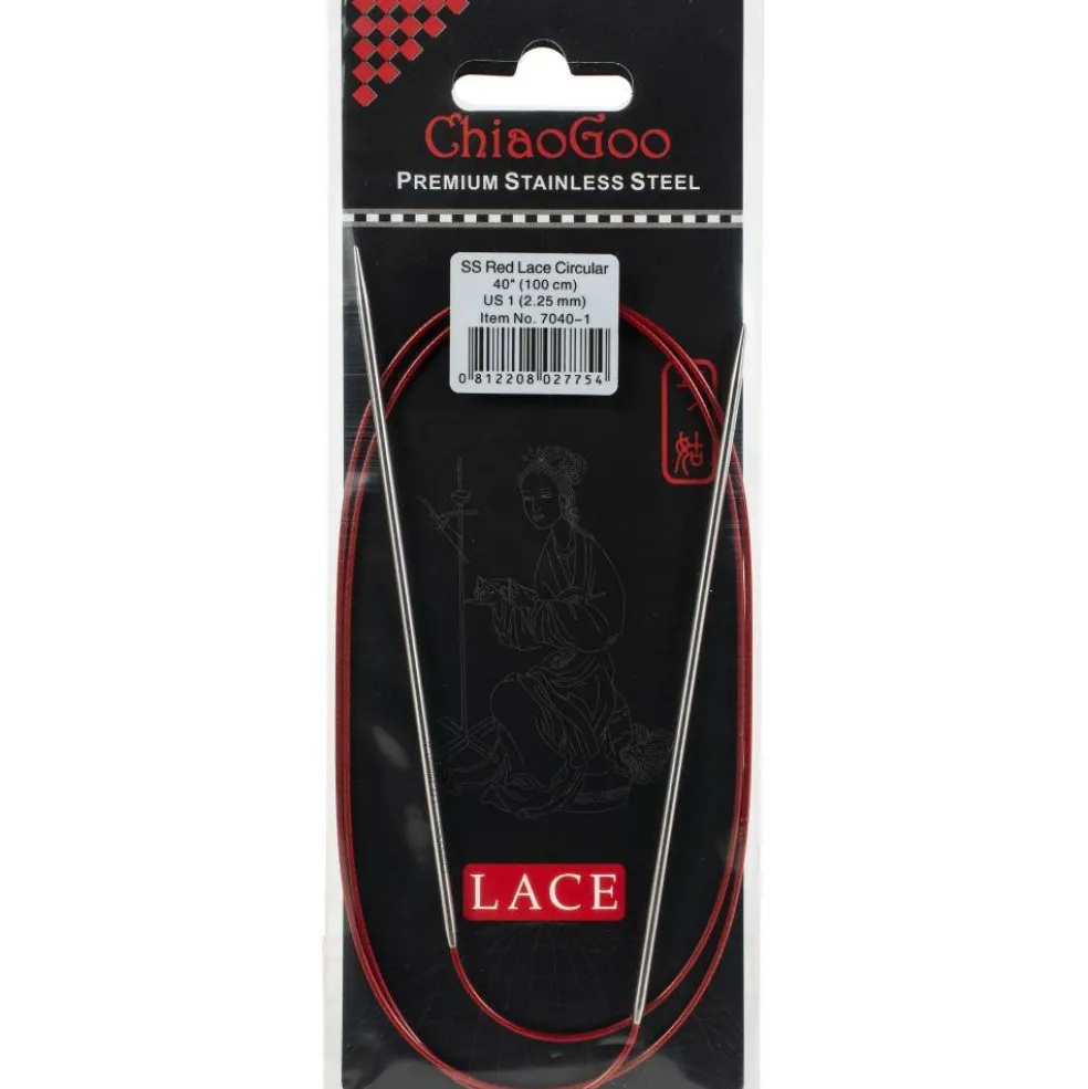 ChiaoGoo Red Lace 40" Stainless Circular Knitting Needles - Sizes US 0/2mm to 17 / 12.75mm