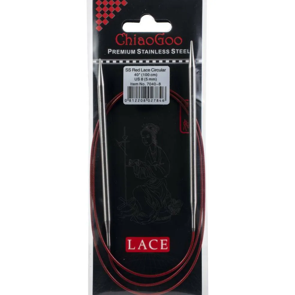 ChiaoGoo Red Lace 40" Stainless Circular Knitting Needles - Sizes US 0/2mm to 17 / 12.75mm