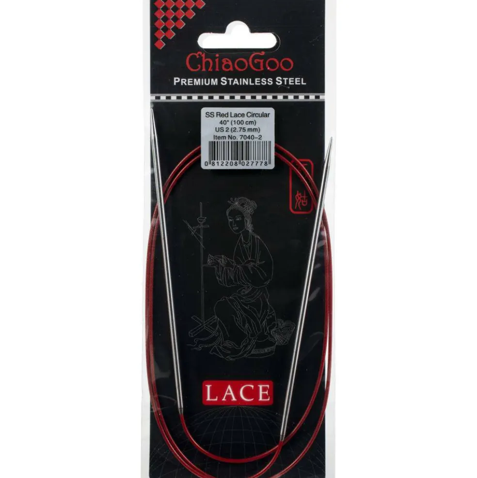 ChiaoGoo Red Lace 40" Stainless Circular Knitting Needles - Sizes US 0/2mm to 17 / 12.75mm