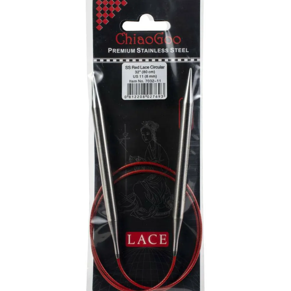 ChiaoGoo Red Lace 32" Stainless Circular Knitting Needles - Sizes US 0/2mm to 19 / 15mm