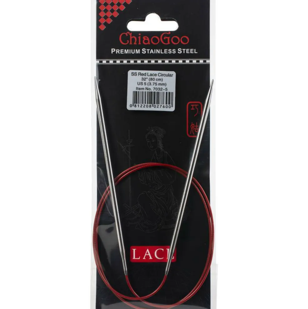 ChiaoGoo Red Lace 32" Stainless Circular Knitting Needles - Sizes US 0/2mm to 19 / 15mm