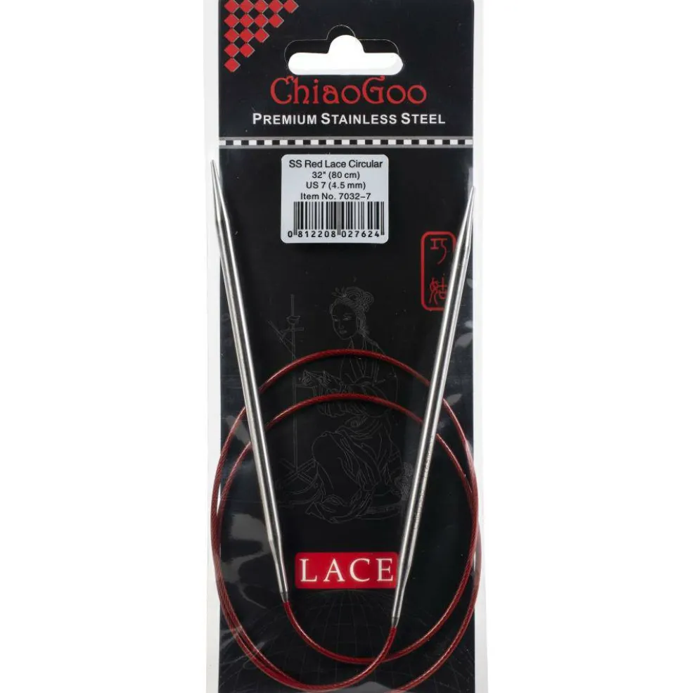 ChiaoGoo Red Lace 32" Stainless Circular Knitting Needles - Sizes US 0/2mm to 19 / 15mm