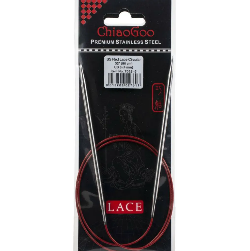 ChiaoGoo Red Lace 32" Stainless Circular Knitting Needles - Sizes US 0/2mm to 19 / 15mm