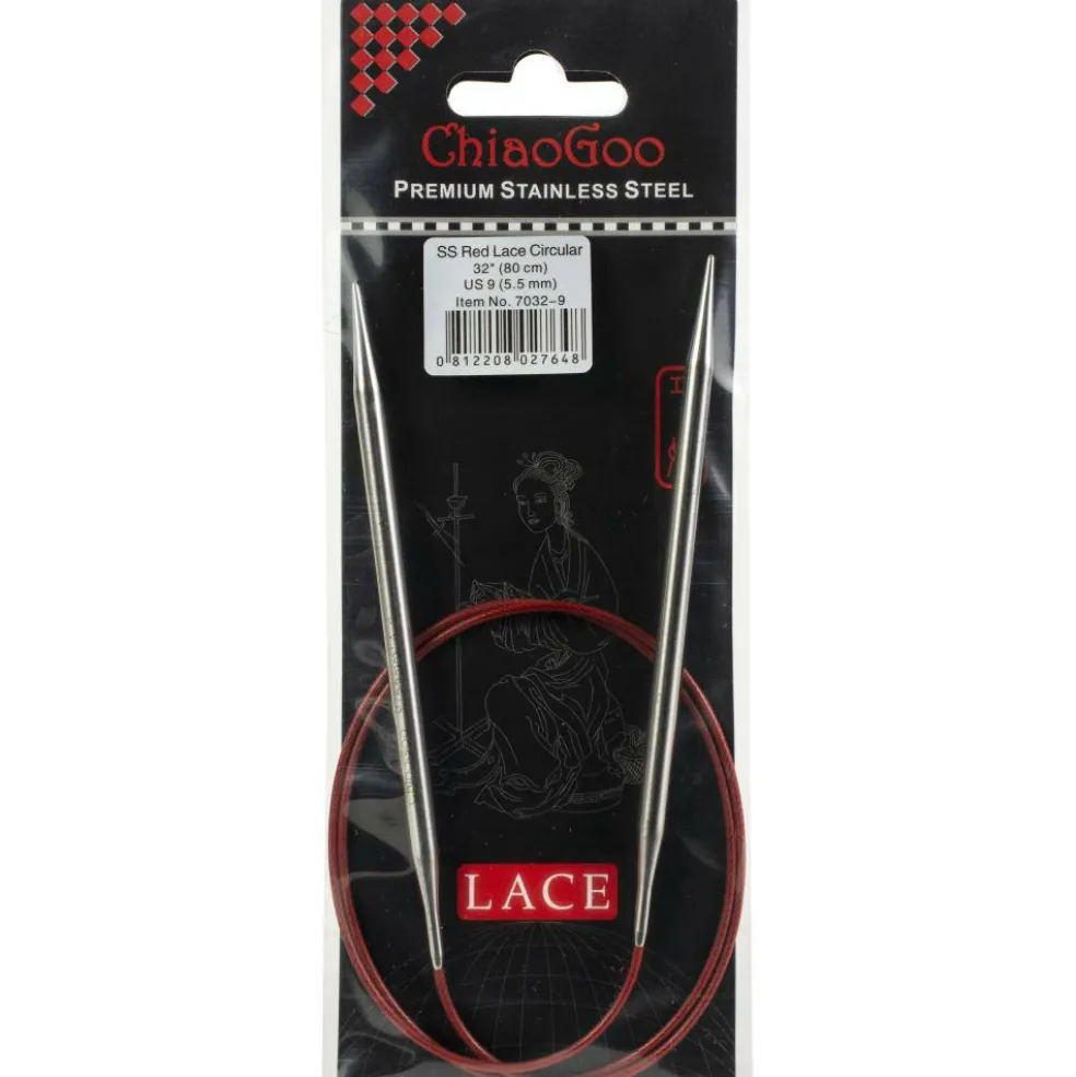 ChiaoGoo Red Lace 32" Stainless Circular Knitting Needles - Sizes US 0/2mm to 19 / 15mm
