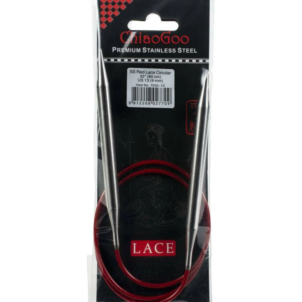 ChiaoGoo Red Lace 32" Stainless Circular Knitting Needles - Sizes US 0/2mm to 19 / 15mm