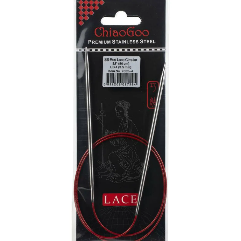 ChiaoGoo Red Lace 32" Stainless Circular Knitting Needles - Sizes US 0/2mm to 19 / 15mm
