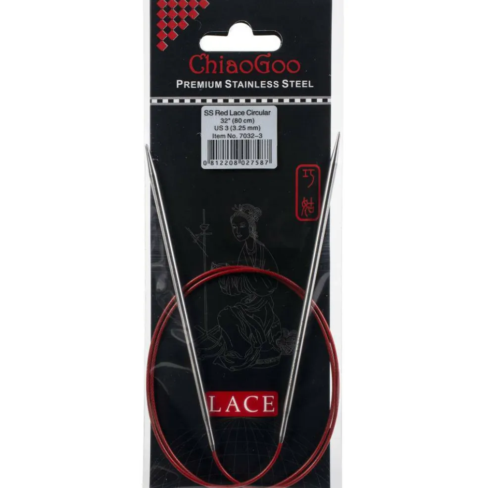 ChiaoGoo Red Lace 32" Stainless Circular Knitting Needles - Sizes US 0/2mm to 19 / 15mm