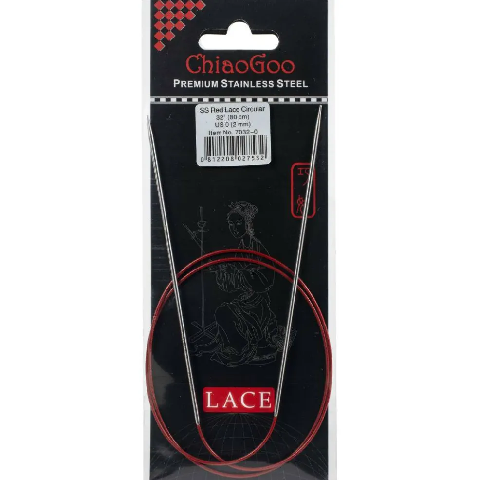 ChiaoGoo Red Lace 32" Stainless Circular Knitting Needles - Sizes US 0/2mm to 19 / 15mm