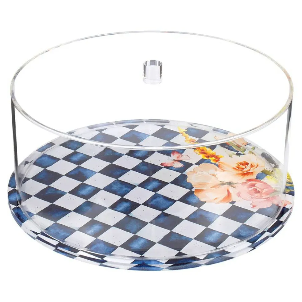 Chic Checkered Lucite Cake Dome