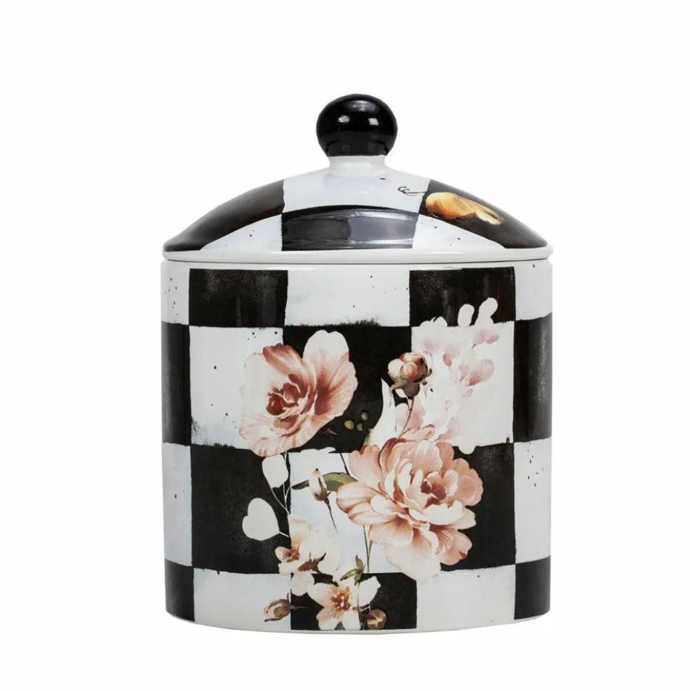 Chic Checkered Porcelain Cookie Jars