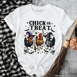 Chick or Treat Chicken T-Shirt, Funny Farmhouse Halloween Tee